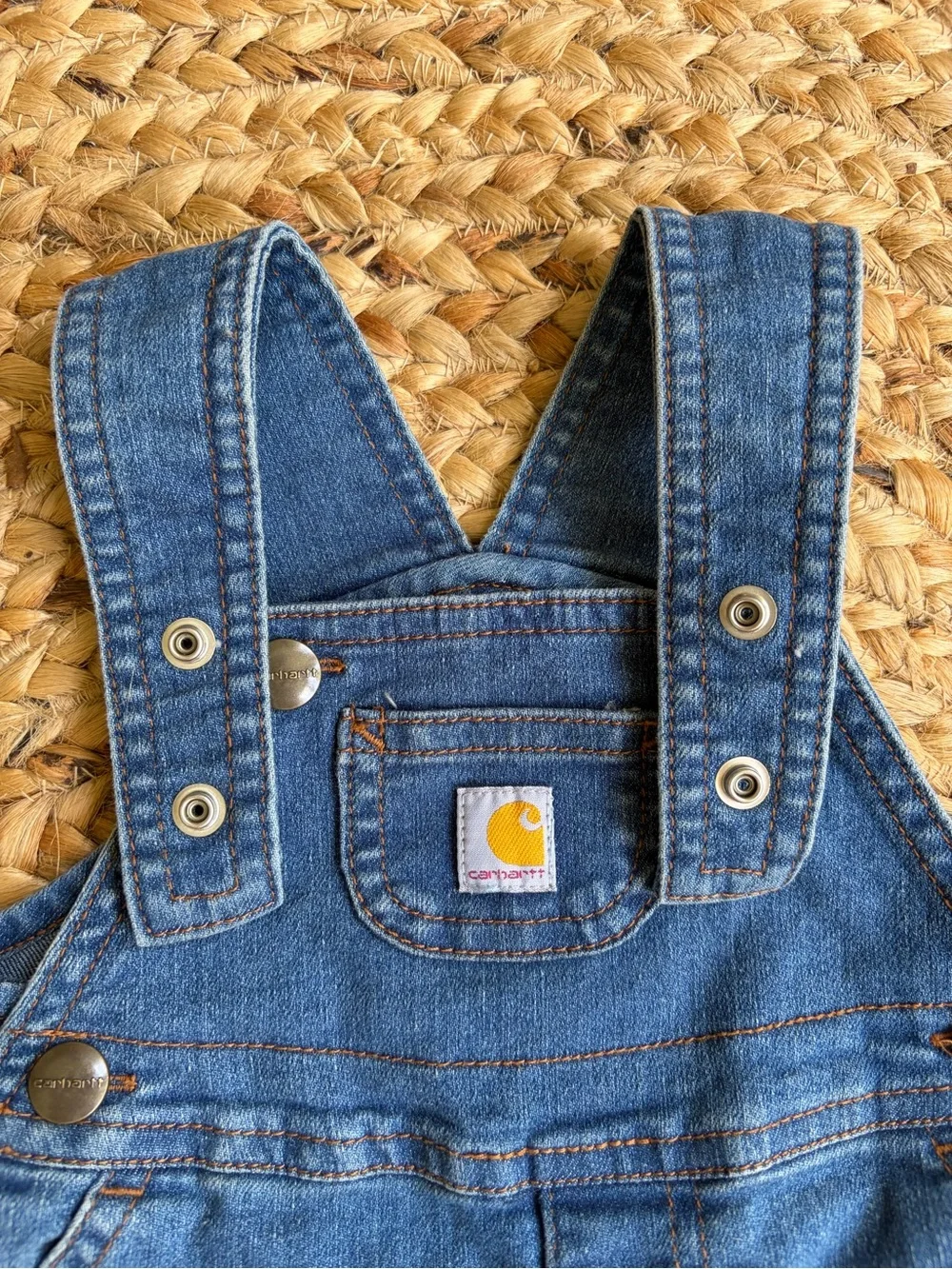 Baby Carhartt Denim Shortall Overalls 9 Month Jean Rugged Bib Short Overall